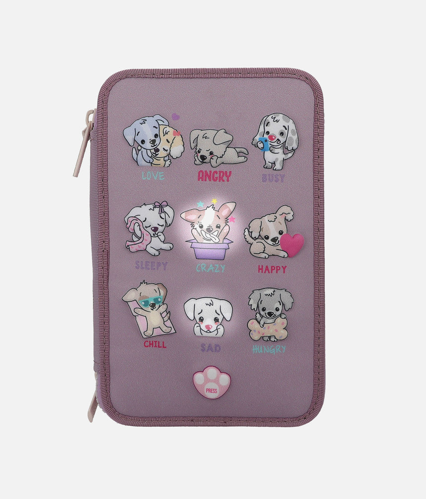 TOPModel Triple Pencil Case, LED Dogs Mood Barometer - 0012843