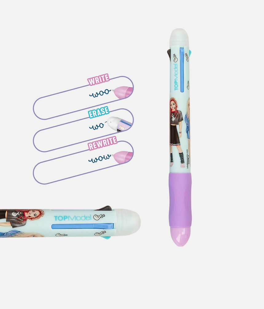 TOPModel Erasable Gel Pen, 4-in-1 Colour Ink Pen with Fashion Designs - 0013178