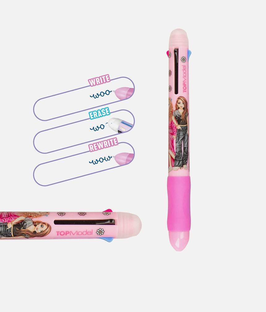 TOPModel Erasable Gel Pen, 4-in-1 Colour Ink Pen with Fashion Designs - 0013178