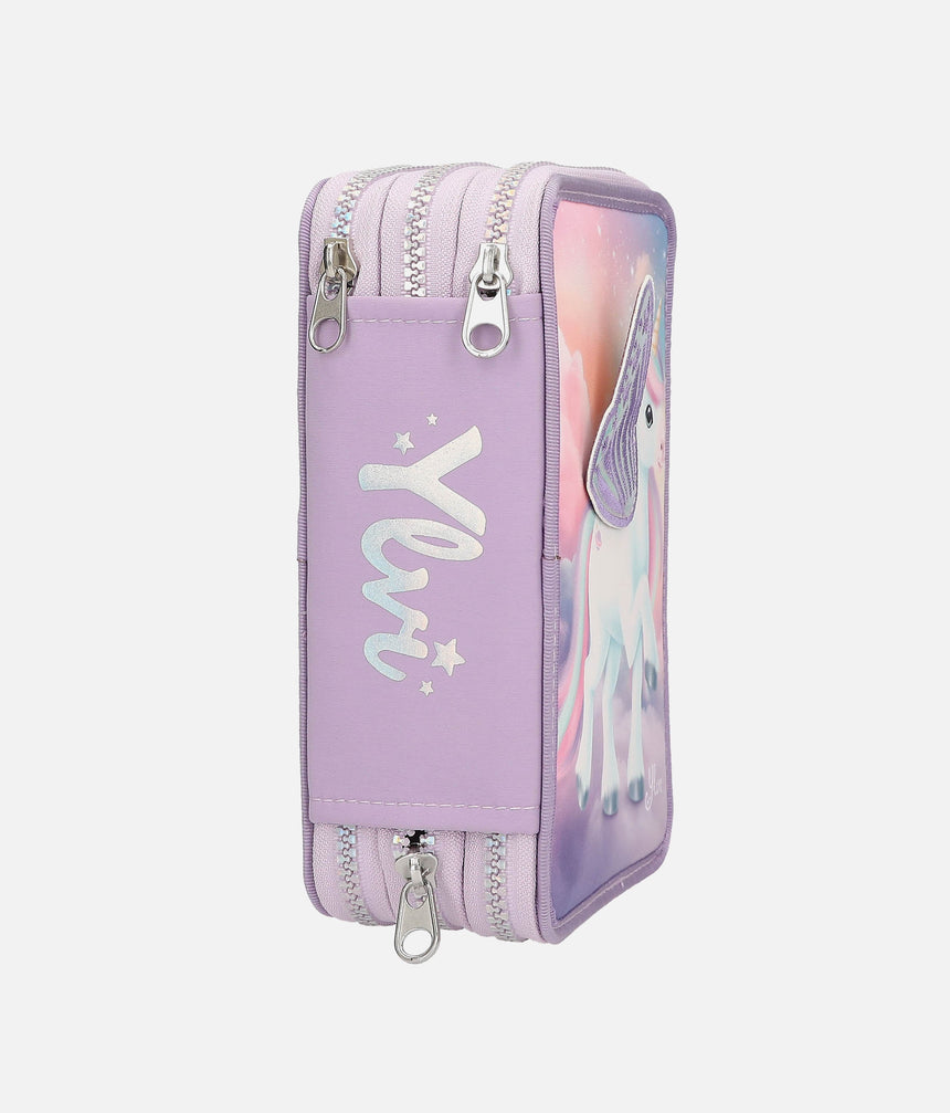 Ylvi Unicorn Pencil Case, Triple Zip & Fully Stocked - 0013417