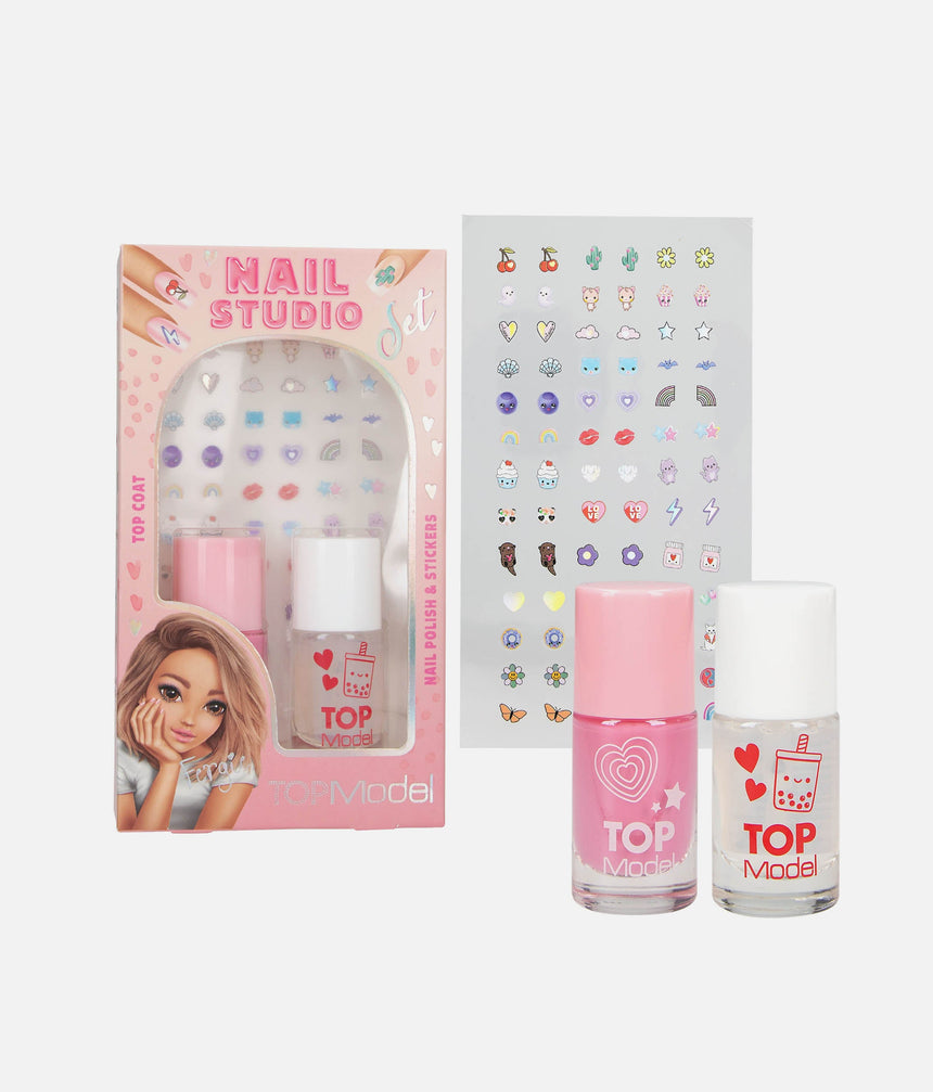 TOPModel Nail Studio Set, Nail Polish & Sticker Kit for Girls, Water-Based & Peel-Off - 0013496