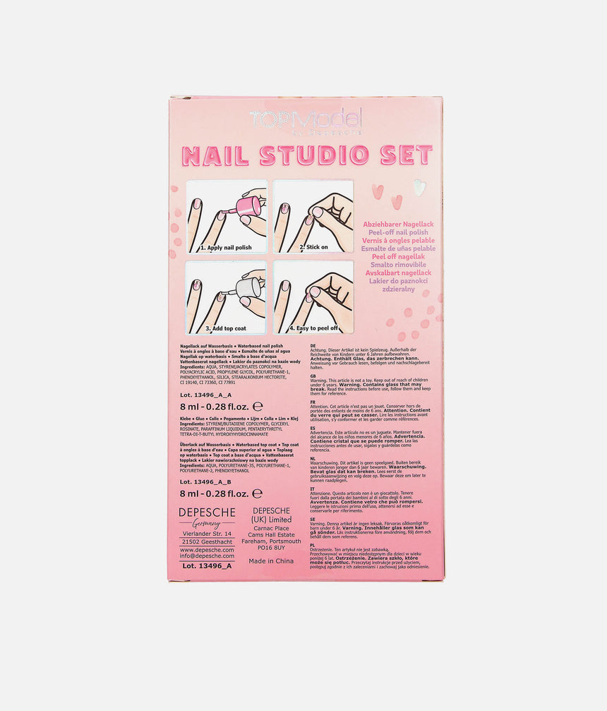 TOPModel Nail Studio Set, Nail Polish & Sticker Kit for Girls, Water-Based & Peel-Off - 0013496