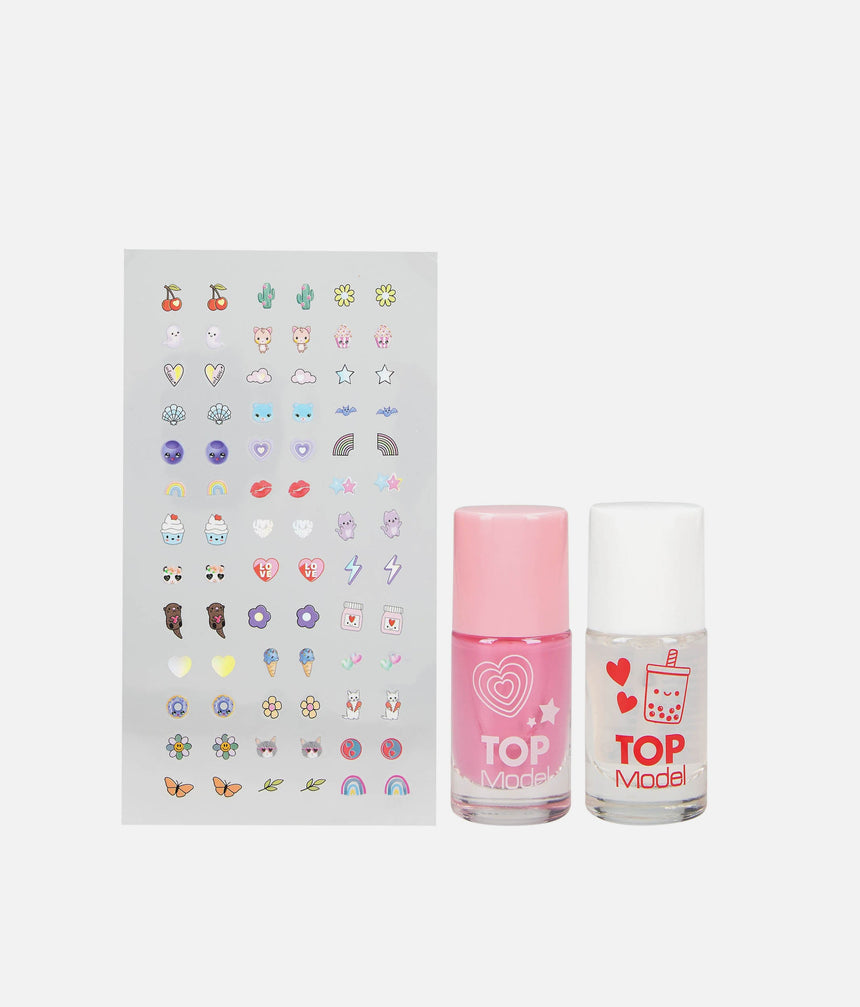 TOPModel Nail Studio Set, Nail Polish & Sticker Kit for Girls, Water-Based & Peel-Off - 0013496