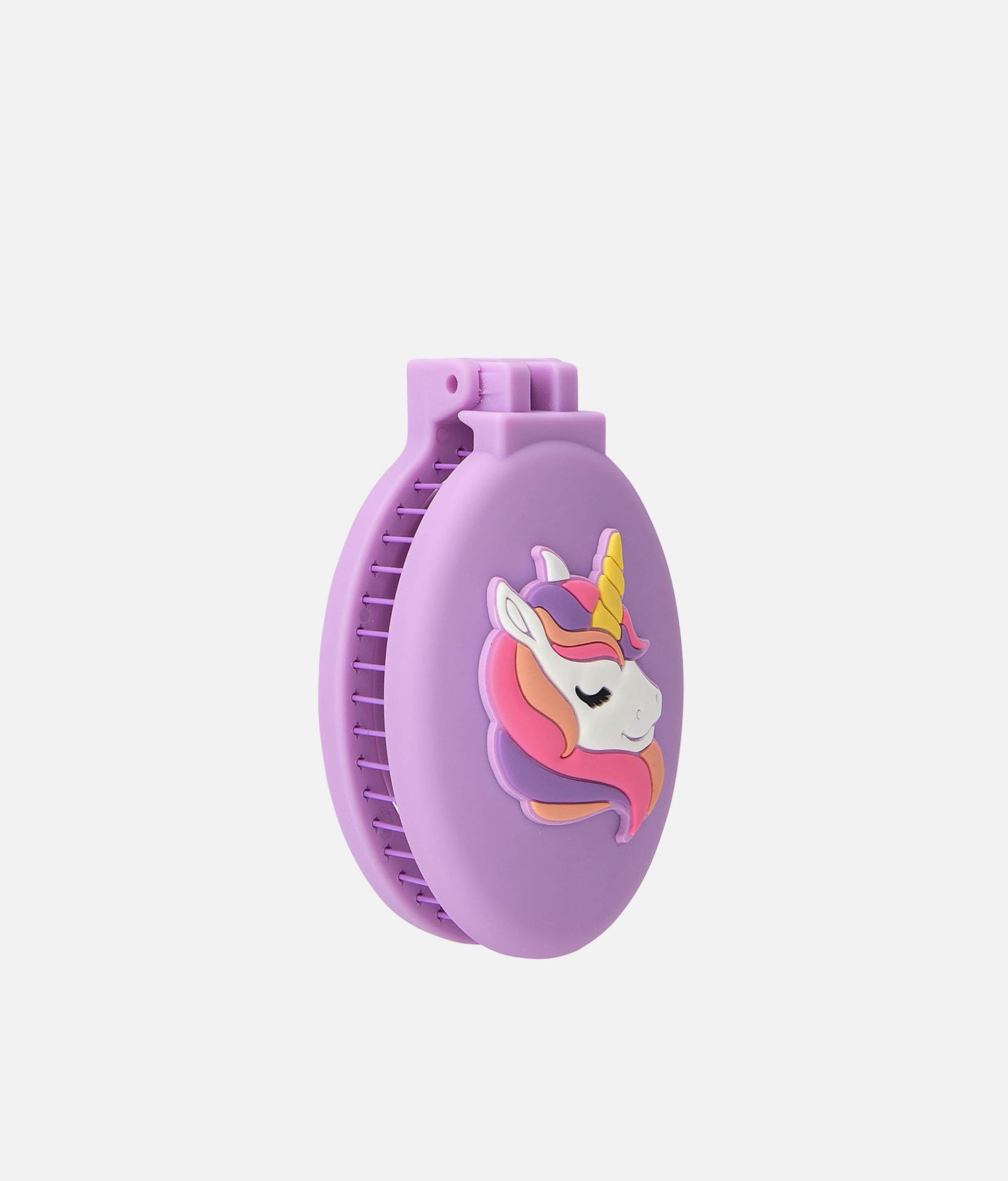 Ylvi Unicorn Hair Brush with Mirror, Foldable, Compact & Adorable - 0013565