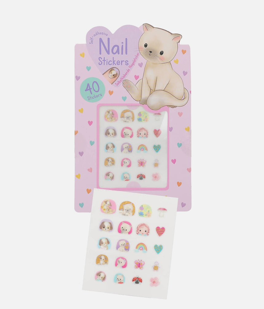 Princess Mimi Nail Stickers for Girls, 40 Cute Designs with Glitter & Gold - 0013567