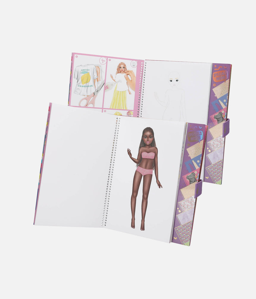 TOPModel Design Book, Fashion Sketchbook with Stickers, Stencils & Design Paper - 0013584
