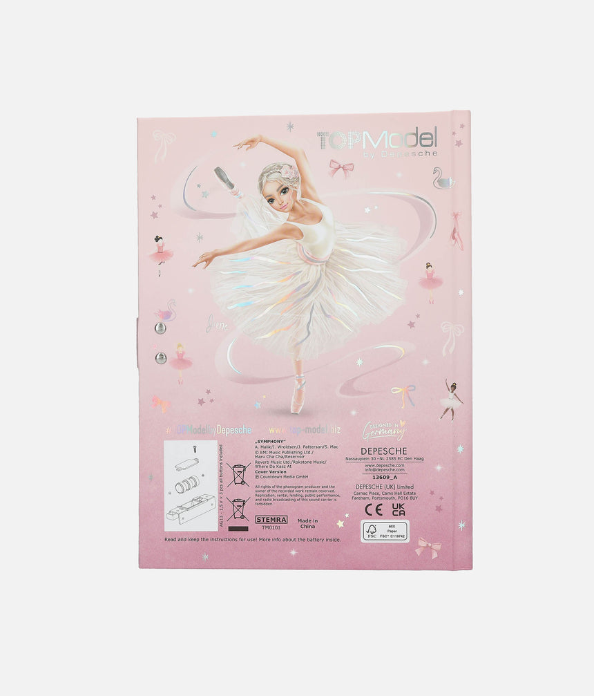 TOPModel Secret Diary with Code Lock & Music, Ballerina Journal - 0013609