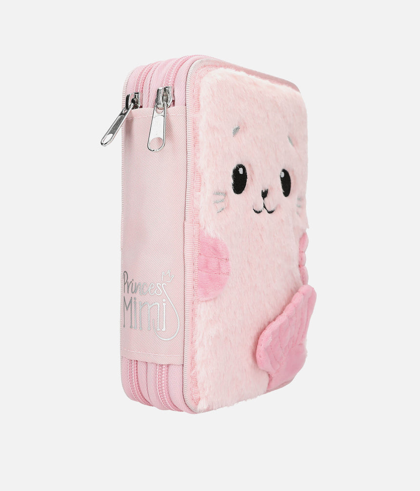 Princess Mimi Fluffy Double Pencil Case with Cute Seal Design - 0013725