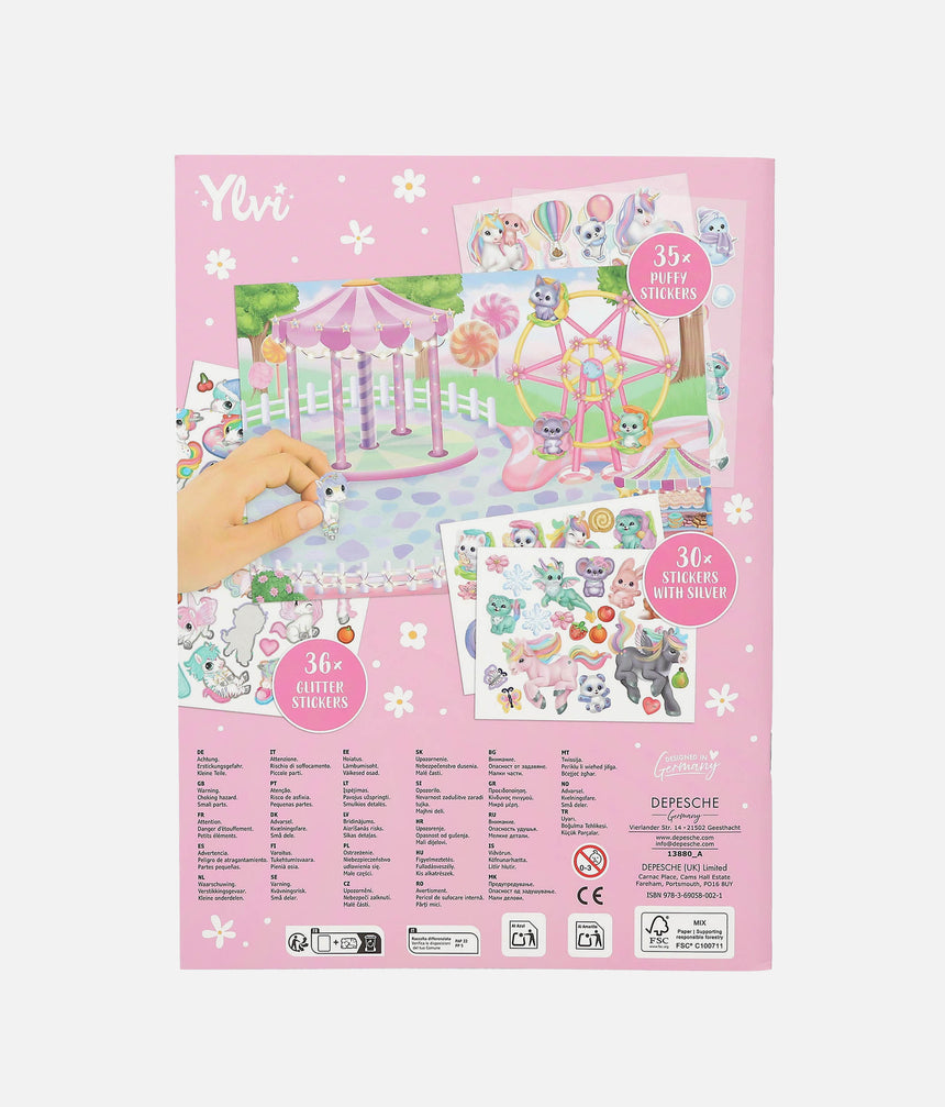 YLVI Unicorn Sticker Book, Activity Book with Fantasy Characters - 0013880