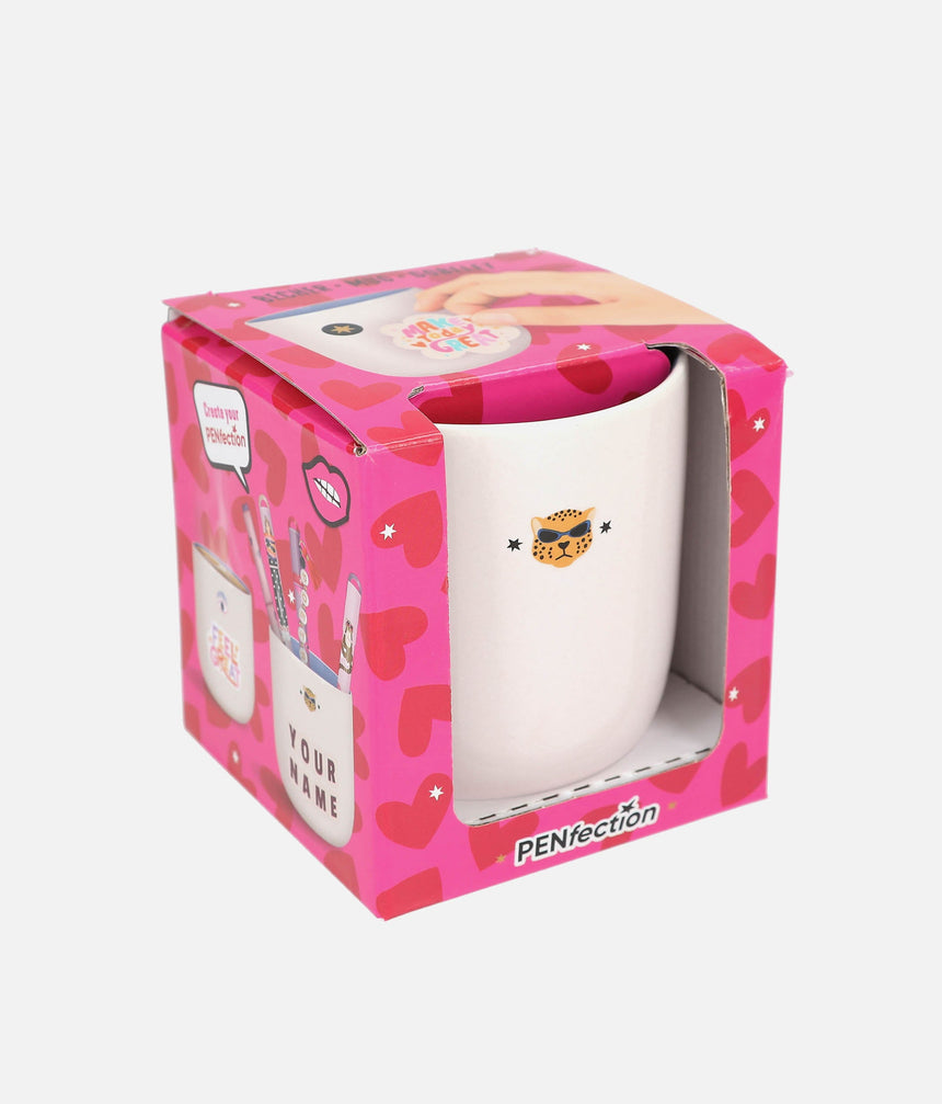 PENfection Mug, Dual-Use Drinking Cup & Pen Holder with Leopard Print - 0013892