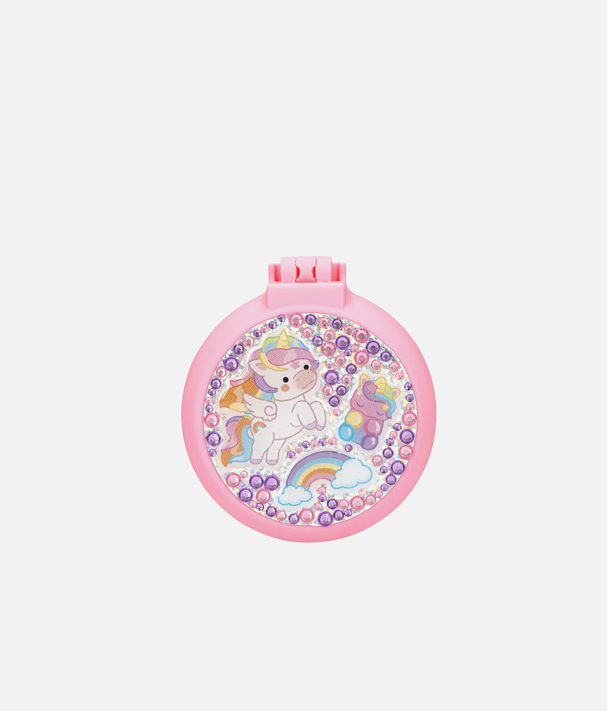 Ylvi Folding Hairbrush with Mirror, Unicorn Design • 0014439