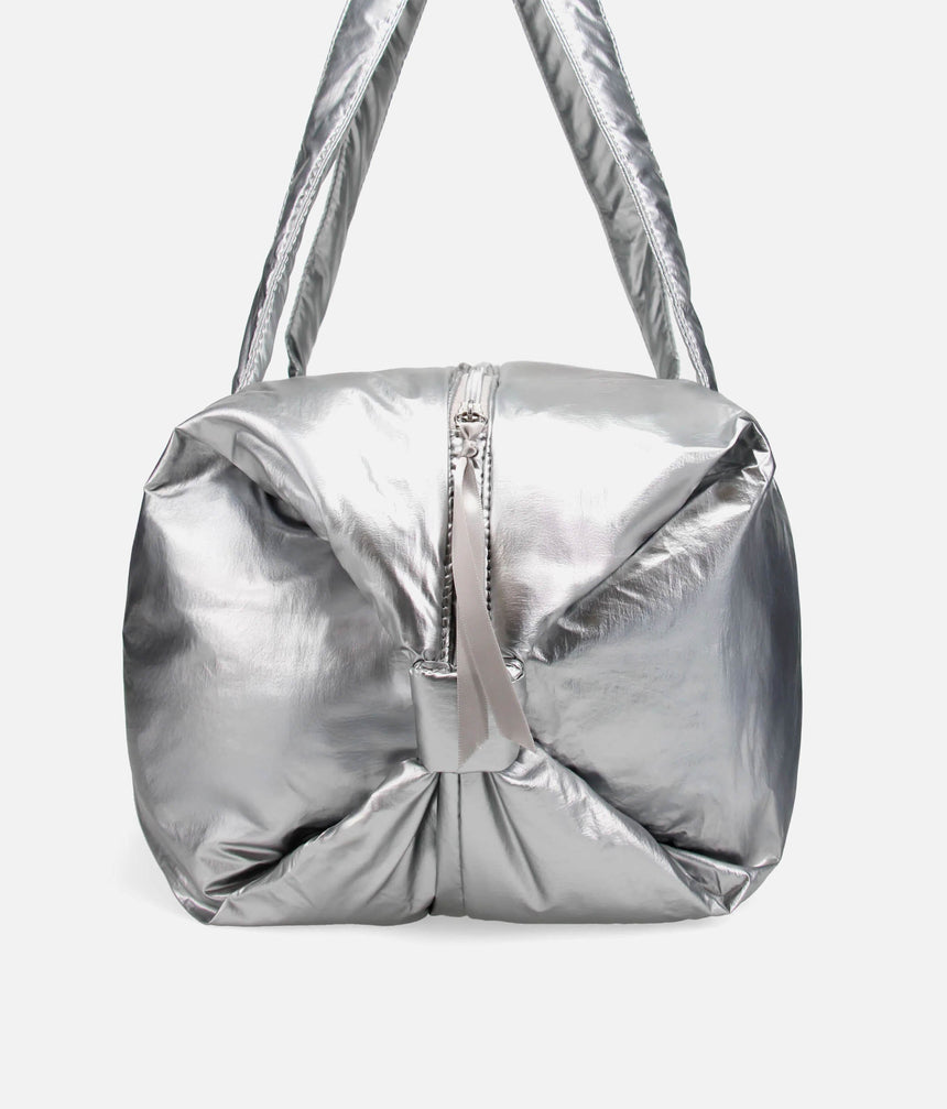 Large Duffel Bag, Silver Dance & Gym Bag with Pockets - B0233NC