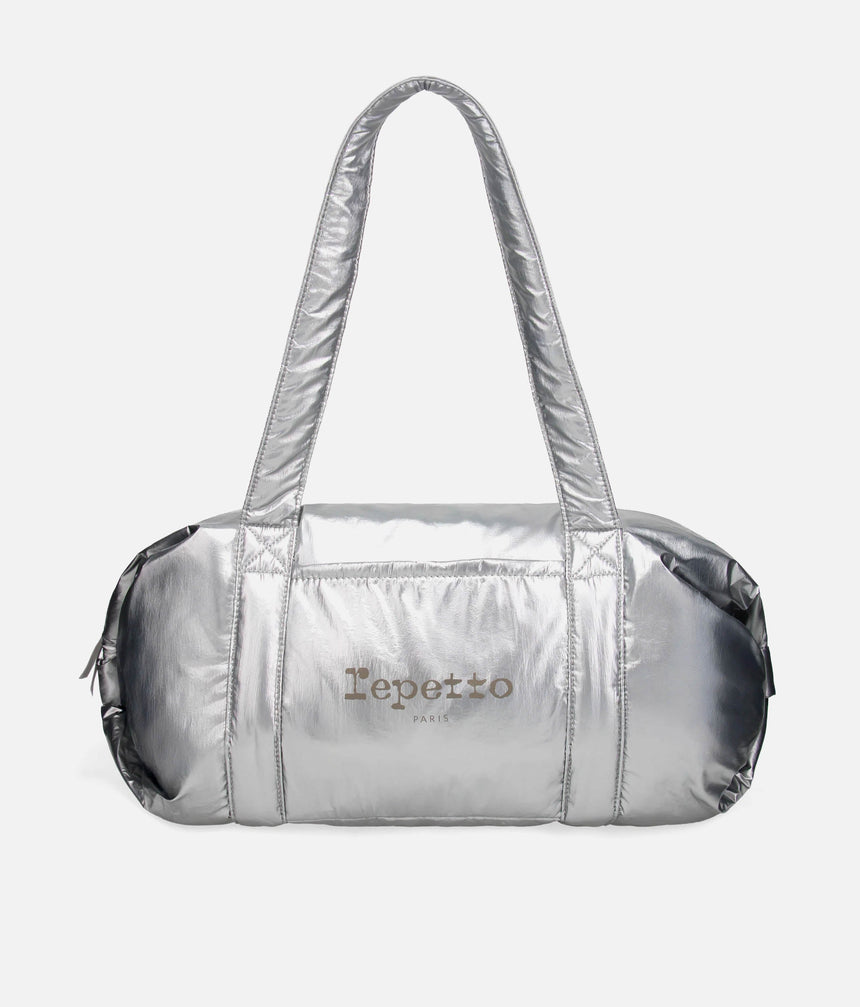 Large Duffel Bag, Silver Dance & Gym Bag with Pockets - B0233NC