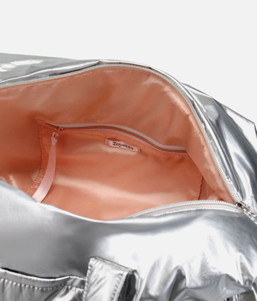 Large Duffel Bag, Silver Dance & Gym Bag with Pockets - B0233NC