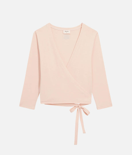 Wrap-Over Ballet Cardigan,  Elegant V-Neck & Tie Waist - S0555