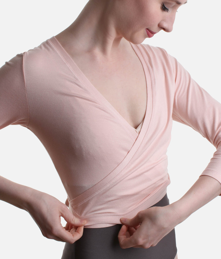 Wrap-Over Ballet Cardigan, Elegant V-Neck & Tie Waist - S0555