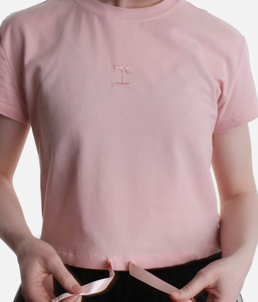 Crop Top, Satin Ribbon Adjustable Waist T-Shirt - REP S0704