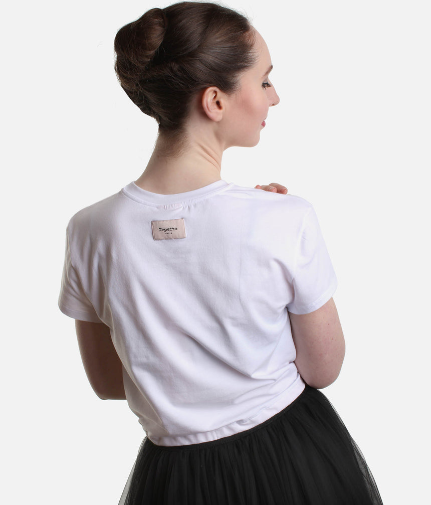 Crop Top, Satin Ribbon Adjustable Waist T-Shirt - REP S0704