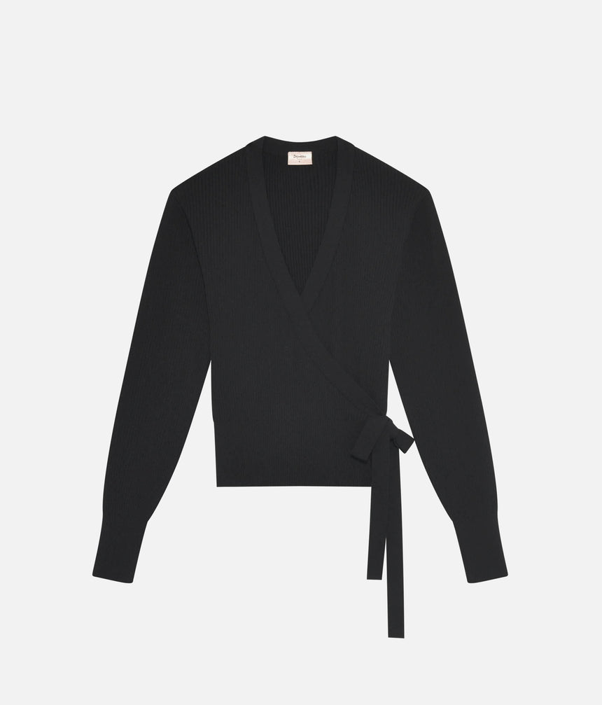 Premium Rib Knit Ballet Wrap with Tie Closure - S0757