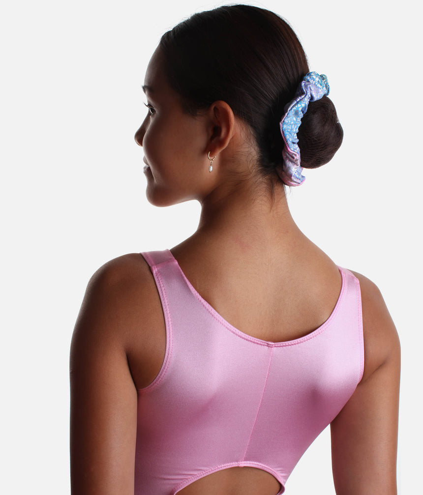 Girls Gymnastics Leotard with Scrunchie, UNICORN DISCO SHINE BRIGHT - 12300C
