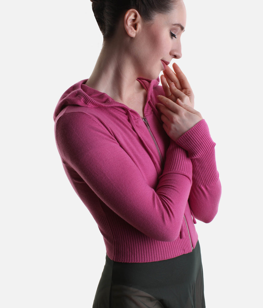 Orion Knit Hoodie for Dancers, Soft & Stretch Zip-Up Warm-Up Layer - J13003
