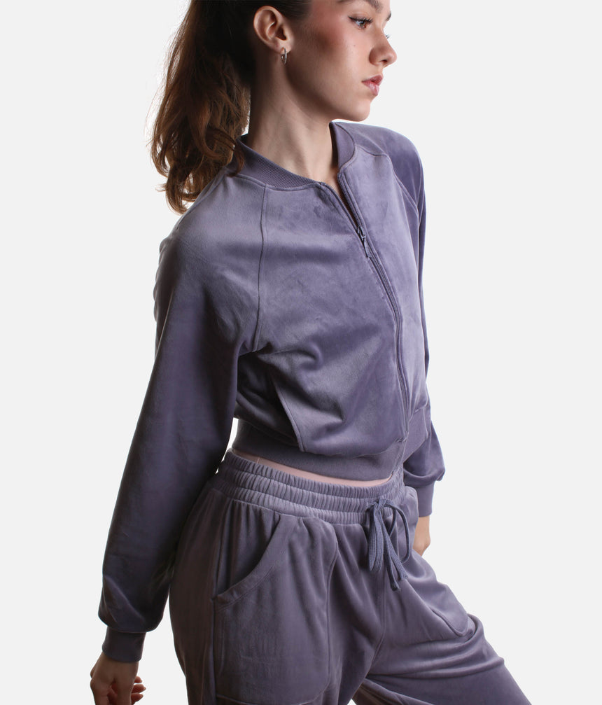 Amanda Velvet Bomber Jacket, Luxurious Dance Warm-Up Layer - J13001