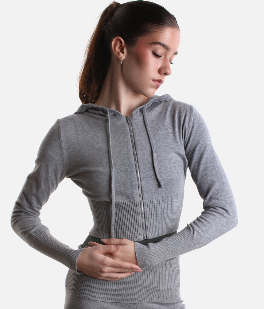 Orion Knit Hoodie for Dancers, Soft & Stretch Zip-Up Warm-Up Layer - J13003