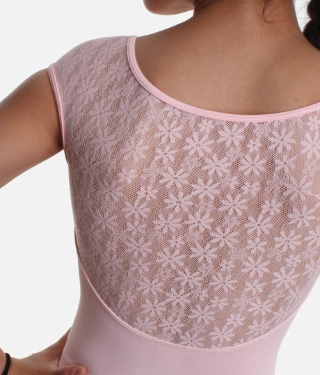 Girls Cap Sleeve Ballet Leotard with Lace Detail - M1565C