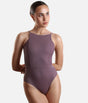 Balletcore High Neck Camisole Leotard, Ribbed Texture Dancewear - 2654