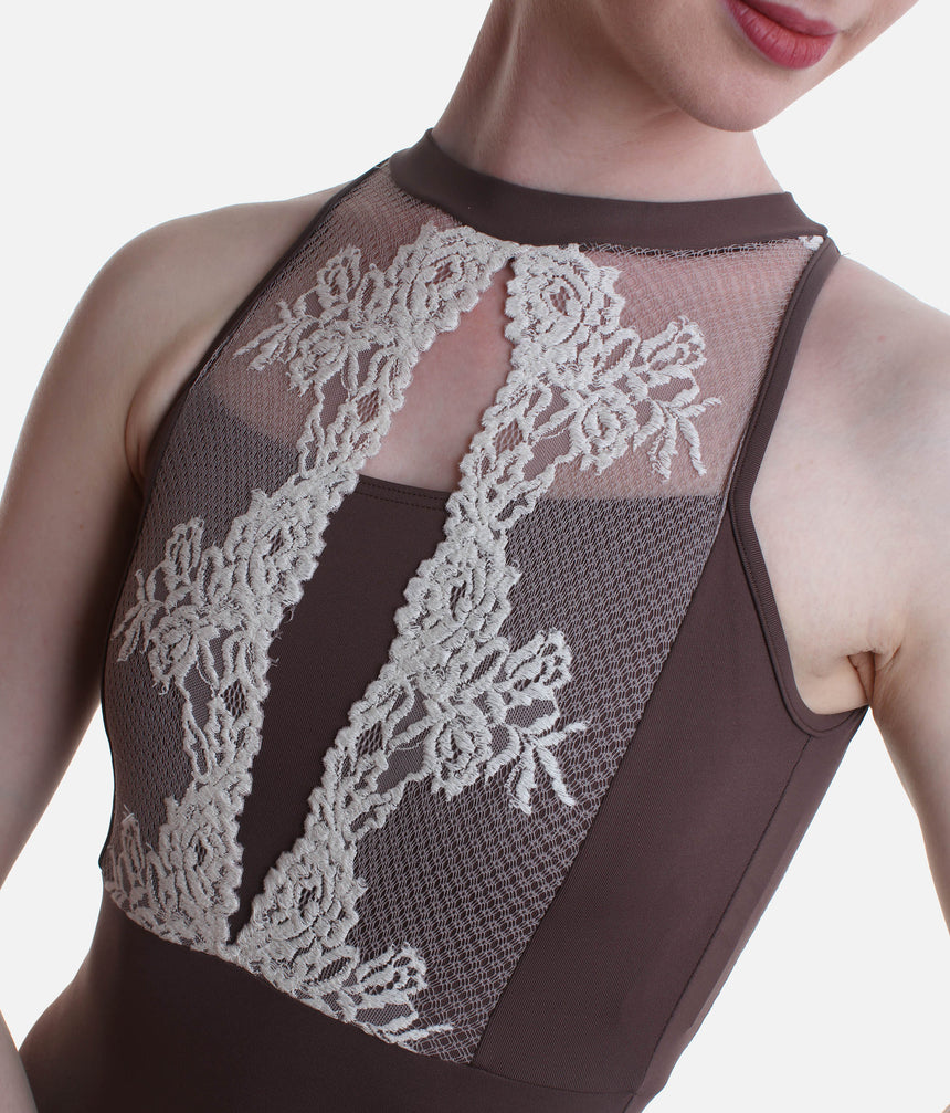 Francesca Sleeveless Dance Leotard with Lace Front and Open Back - 31705