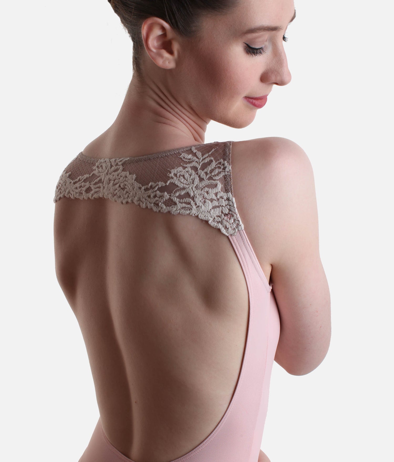 Fina Sleeveless Leotard with Lace Back and Round Neckline, Open Back Dancewear - 31707