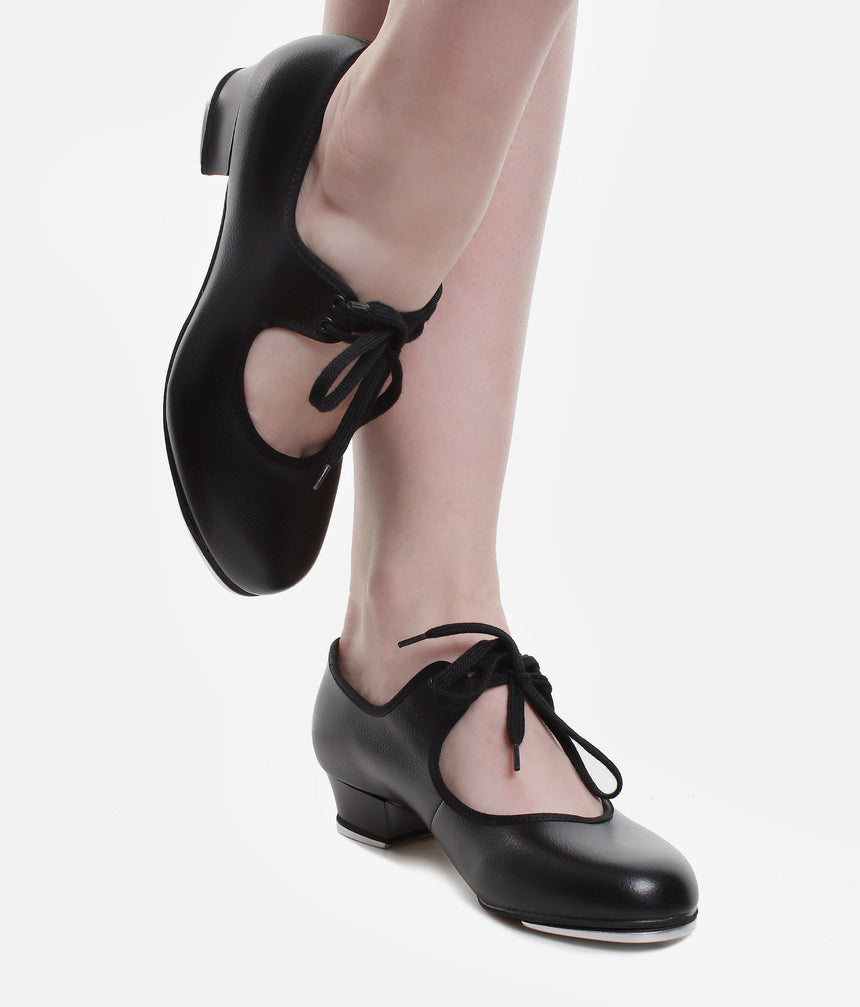 Beginner Tap Dance Shoes with Techno Tap Plates, Lace-Up - S0330