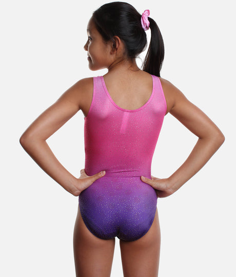 Girl's Sleeveless Gymnastics Leotard, Gradient Sparkle - 37822  (PURPLE)