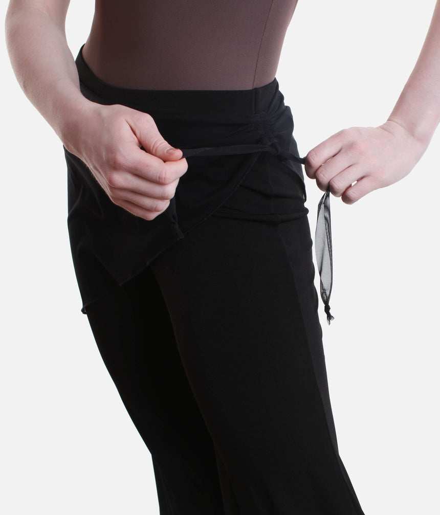 Ballroom Flared Pants with Adjustable Mesh Skirt, Dance Practice Trousers - 5252