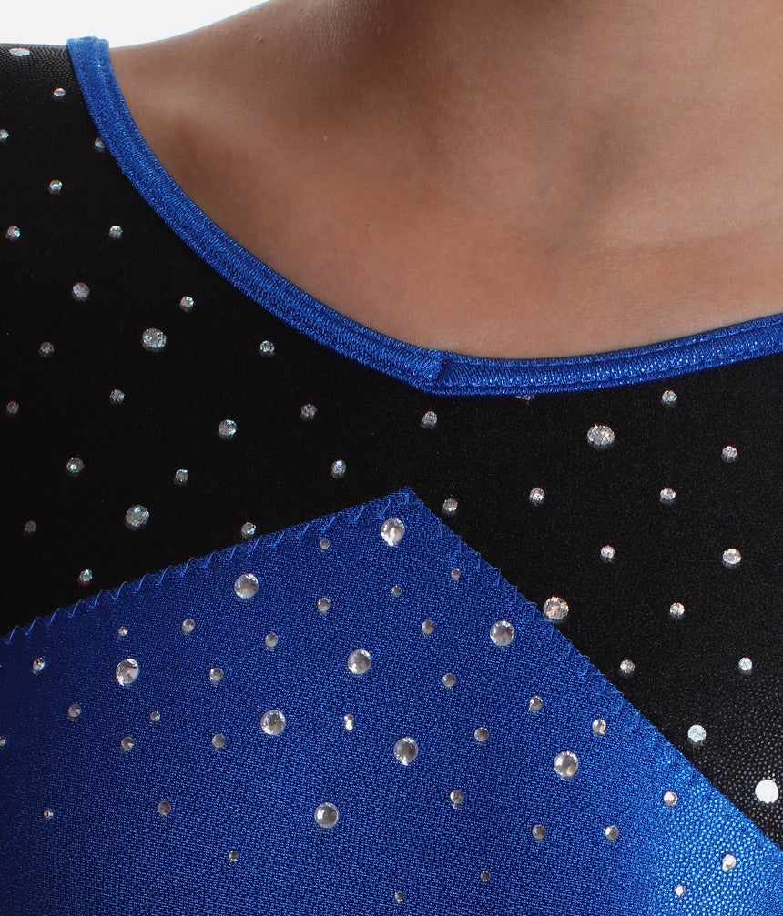Girl's Crystal Motif Design Gymnastics Leotard with Long Sleeves - Z554