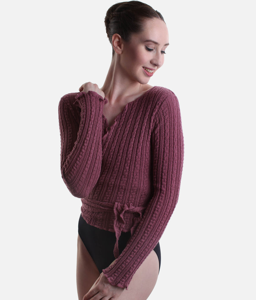 Cropped Wrap Crossover, Ultra Soft Knit Warm-Up Top - 6647