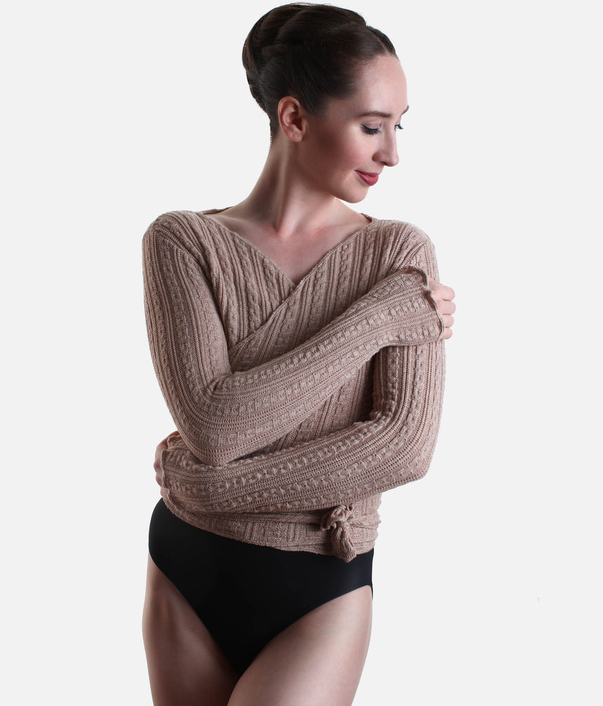 Cropped Wrap Crossover, Ultra Soft Knit Warm-Up Top - 6647