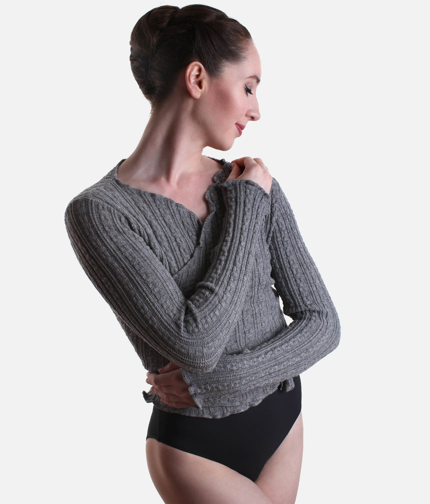 Cropped Wrap Crossover, Ultra Soft Knit Warm-Up Top - 6647