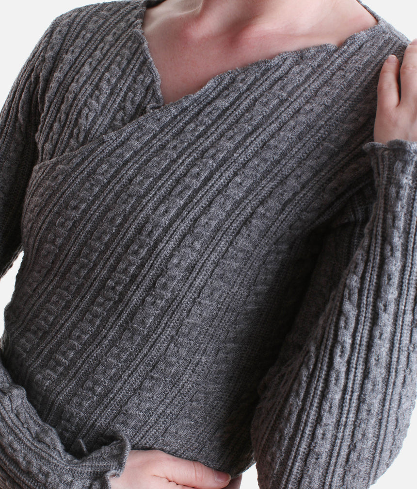 Cropped Wrap Crossover, Ultra Soft Knit Warm-Up Top - 6647