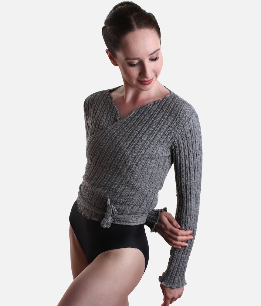 Cropped Wrap Crossover, Ultra Soft Knit Warm-Up Top - 6647