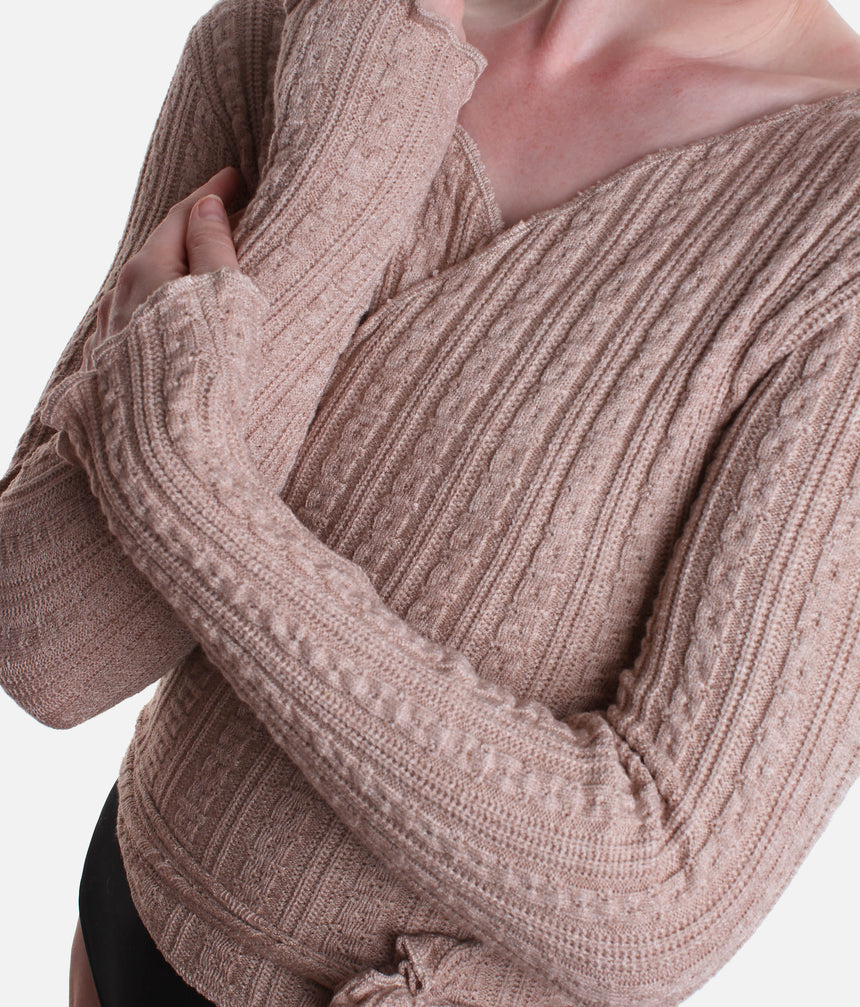 Cropped Wrap Crossover, Ultra Soft Knit Warm-Up Top - 6647