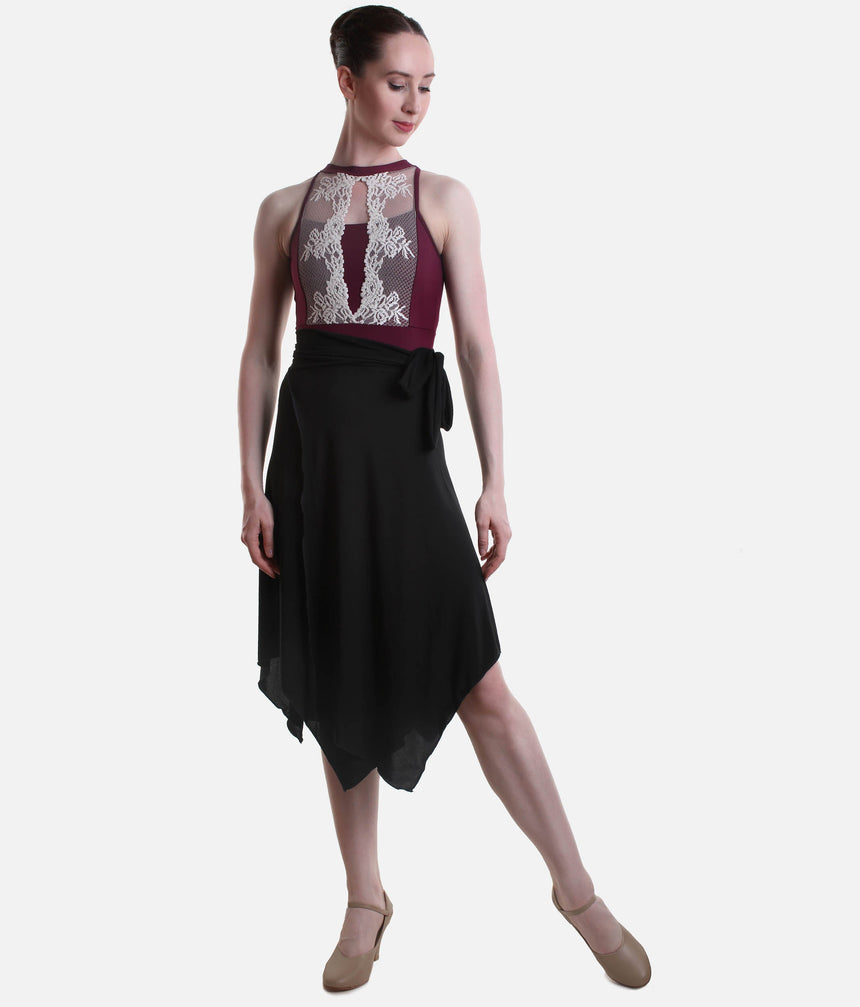 Practice Skirt, Elegant Wrap Style with Slit for Latin & Ballroom - 7013
