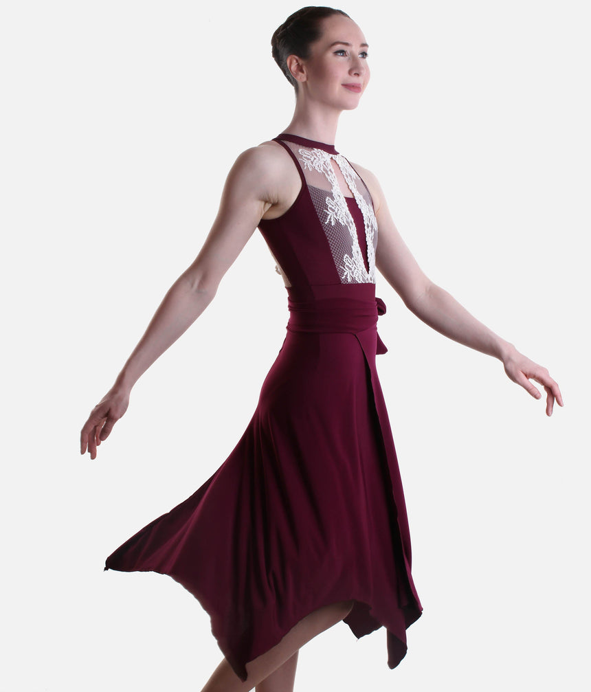 Practice Skirt, Elegant Wrap Style with Slit for Latin & Ballroom - 7013