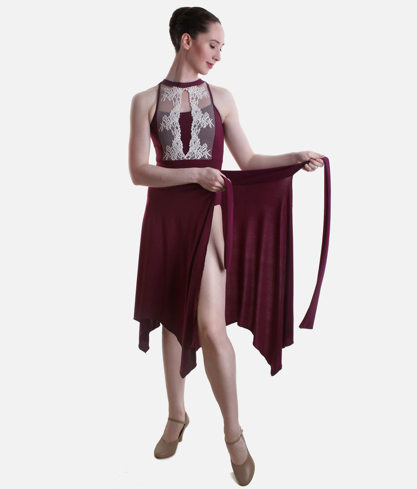 Practice Skirt, Elegant Wrap Style with Slit for Latin & Ballroom - 7013