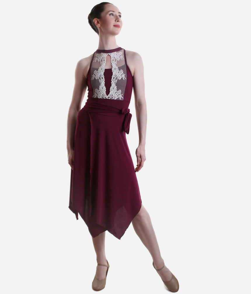 Practice Skirt, Elegant Wrap Style with Slit for Latin & Ballroom - 7013