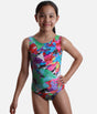 Girl's Sleeveless Gymnastics Leotard, Multicolour - 7822 (VIVID)
