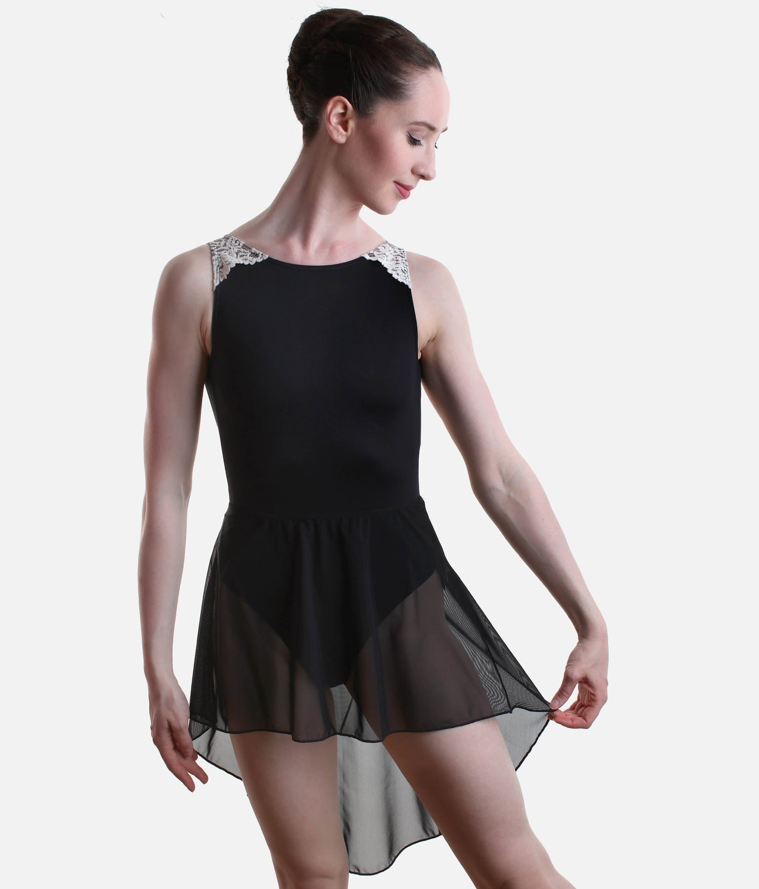 Asymmetrical Tulle Ballet Skirt, Lightweight High-Low Hem - 7856