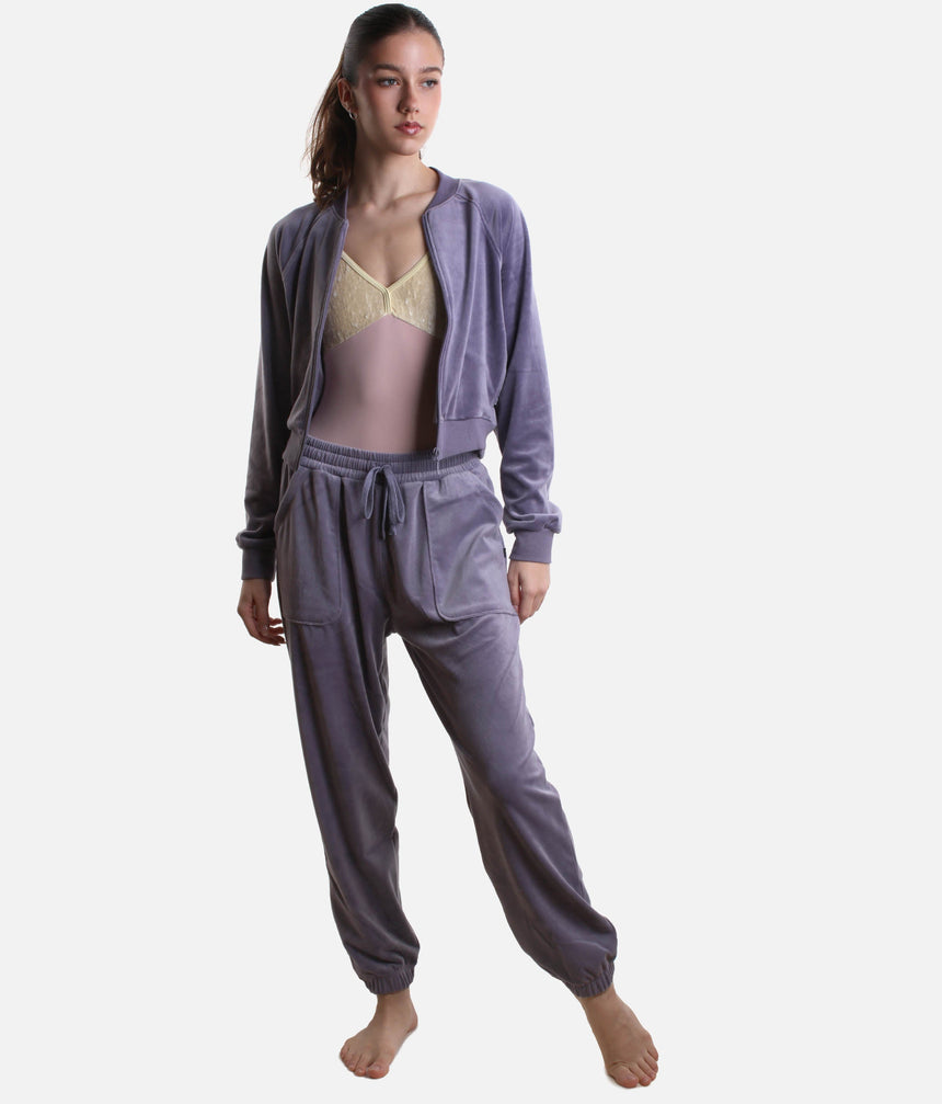 Velvet Sweatpant for Dancers, High-Waist Warm-Up Joggers with Pockets - P80003