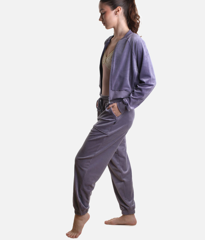 Velvet Sweatpant for Dancers, High-Waist Warm-Up Joggers with Pockets - P80003