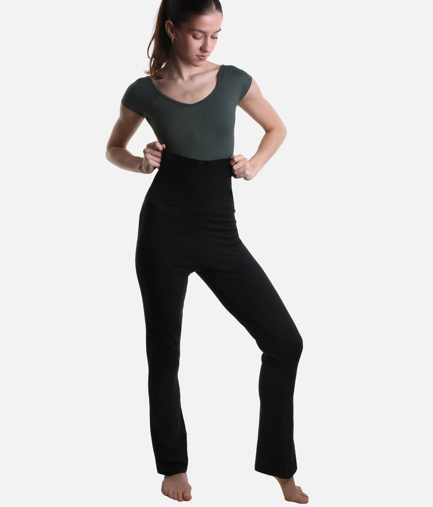 Solstice Knit Dance Pants, High-Waist Bootcut Warm-Up Trousers - P80005